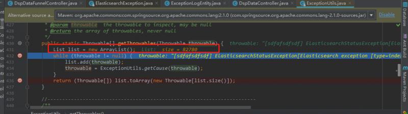 选择springsourcejar包后可以，且发现arraylist中大量对象