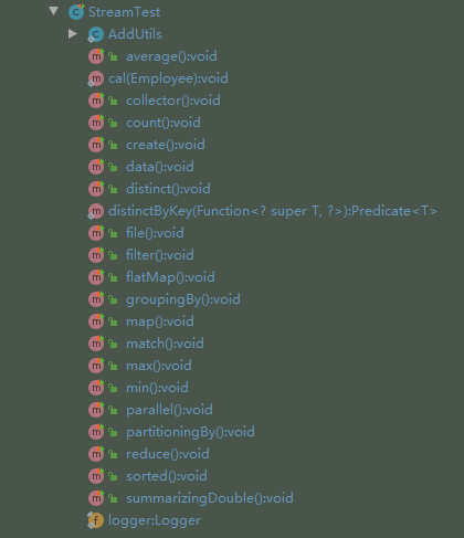 StreamTest Method List