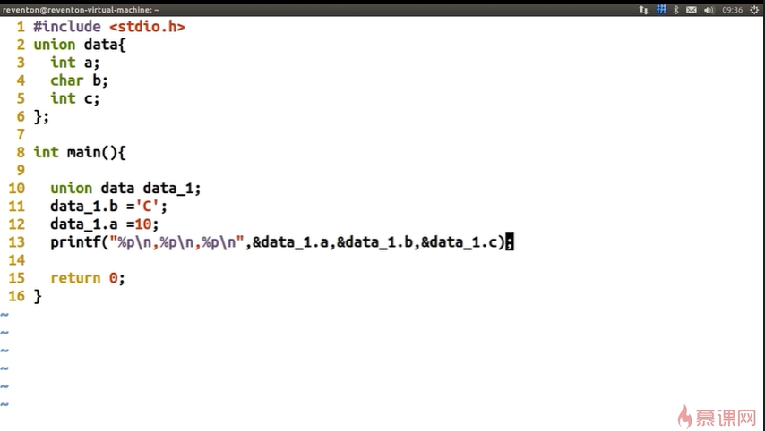 共用体成员地址