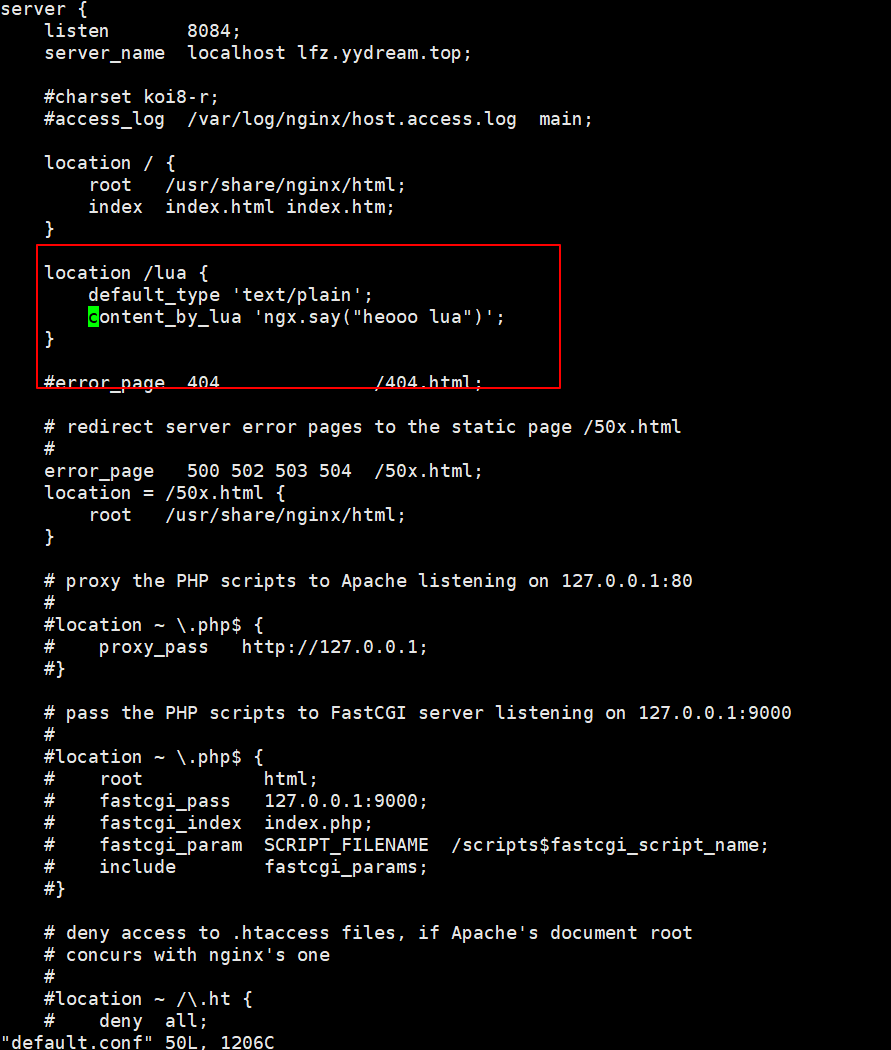 default.conf 测试lua