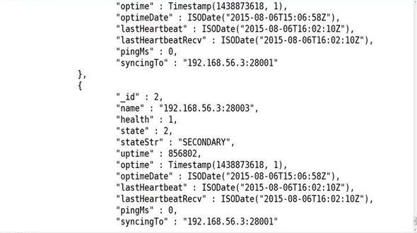 复制集状态查询命令&mdash;rs.Status（二）