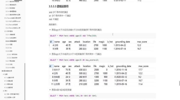 条件查询之逻辑运算符和范围运算符