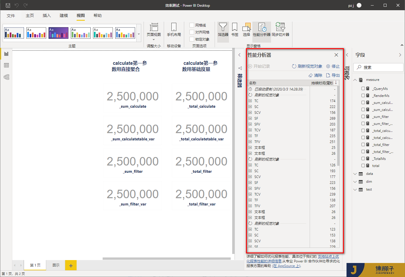 125_Power BI 中 DAX 的性能测试