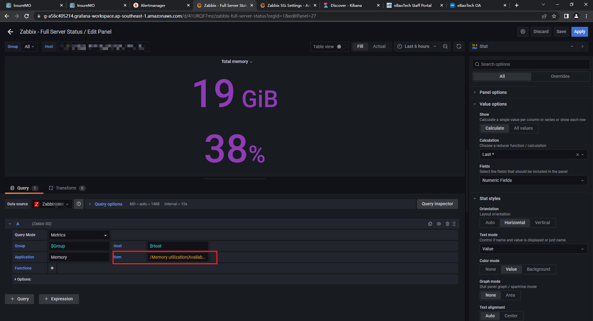 Zabbix Panel Query