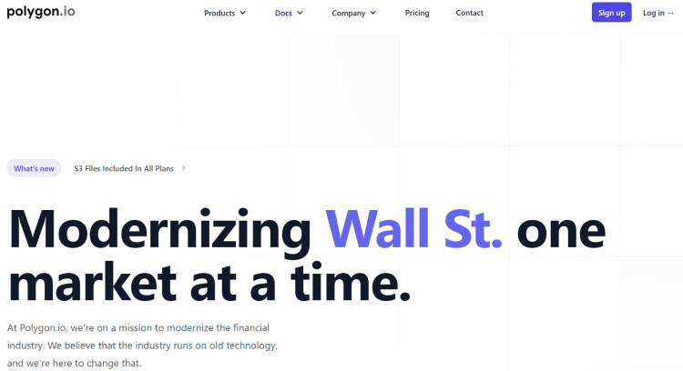polygon.io Stock Market API 的主页