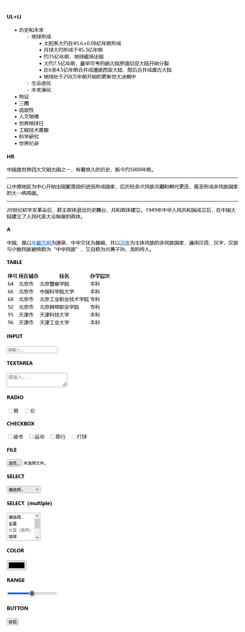 html原始标签