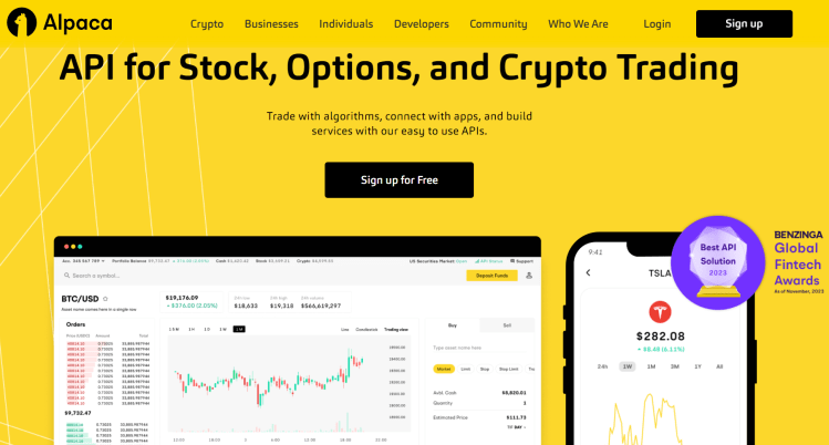 Alpaca Stocks API 的主页