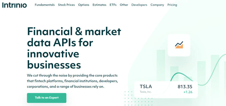 Intrinio Financial & Market Data API的主页