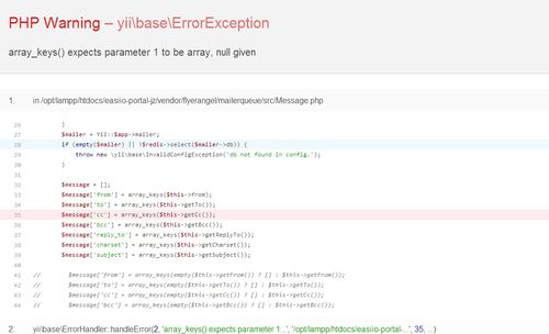 那个邮件发送会报错array_keys() expects parameter 1 to be array, null given-慕课网