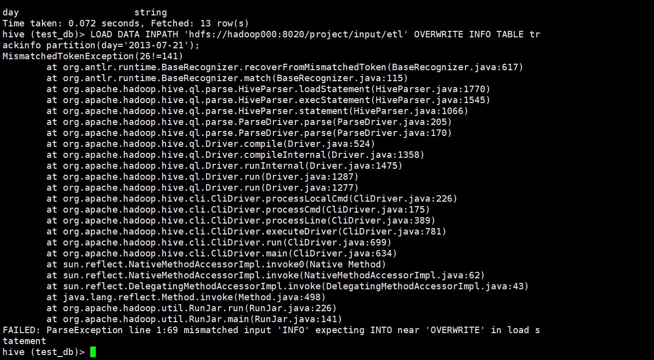 etl数据load到hive报错